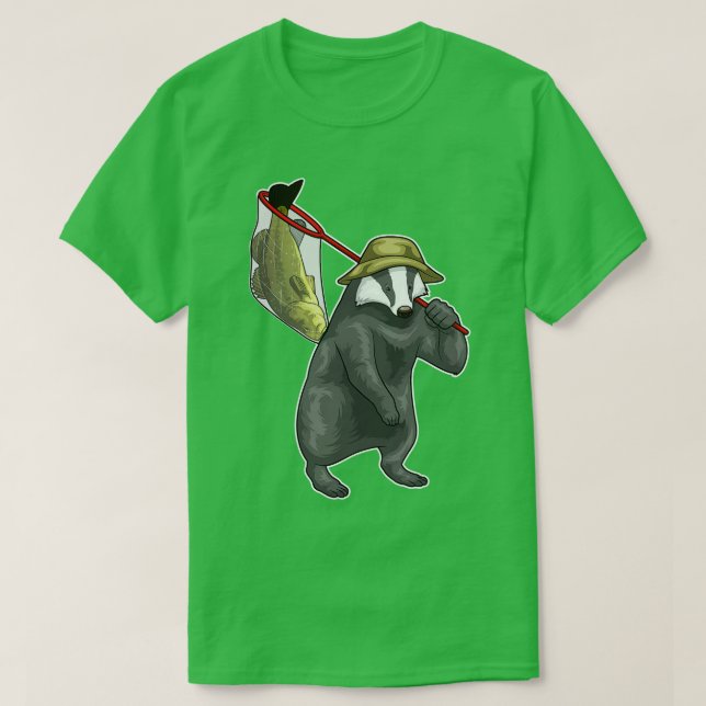Fiske efter fisknät i honey badger t shirt (Design framsida)