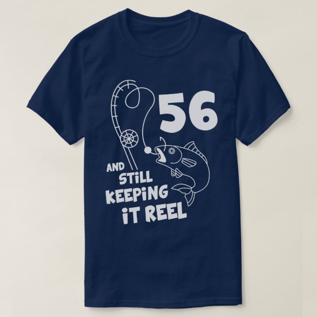 Fiske efter födelsedag 56:e dagen efter födelsedag t shirt (Design framsida)