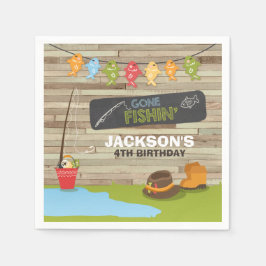 Fiske efter födelsedagspojke Pappersservett Wood R