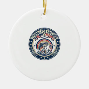 Fiske Efter Frihet Patriotisk Patriotisk Hobby Vin Julgransprydnad Keramik