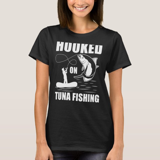 Fiske efter gulfenad tonfisk, med fiskavfall t shirt (Framsida)