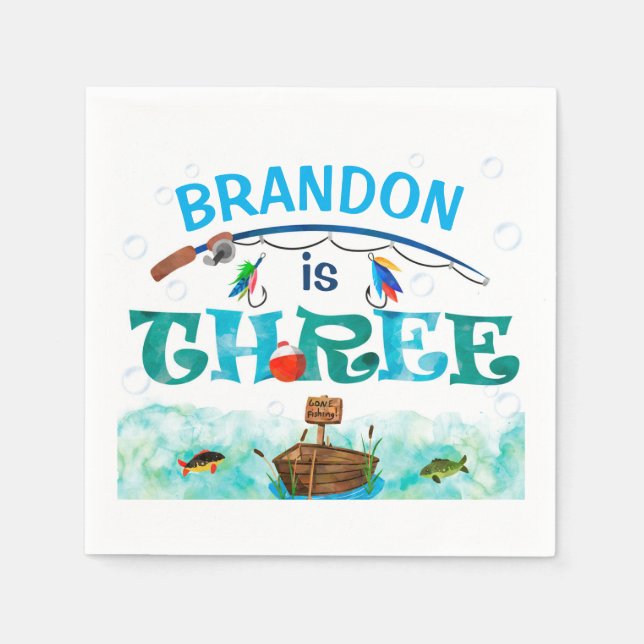 Fiske efter havskräfta 3-årsdagen party pappersservett (Framsidan)