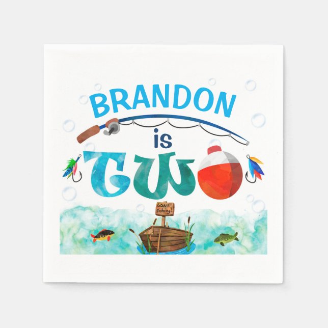 Fiske efter havskräfta - andra födelsedag party pappersservett (Framsidan)