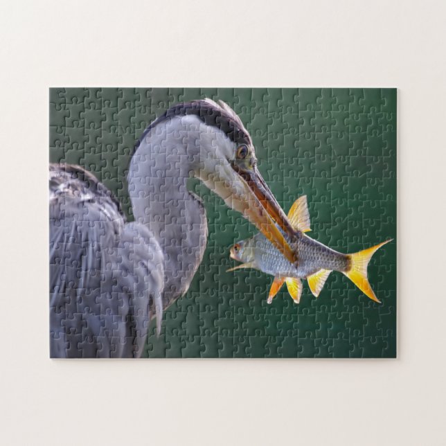 Fiske efter Heron Puzzle Pussel (Horisontell)