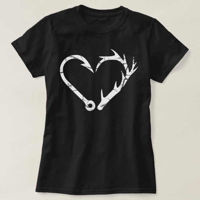 Fiske efter Hjort Fis i Krok Antler Heart Fishing  T Shirt (Design framsida)