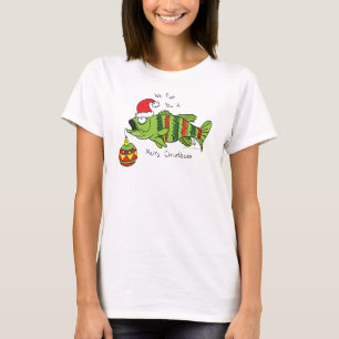 Fiske efter julbuss Fiske Cute Tecknad T Shirt