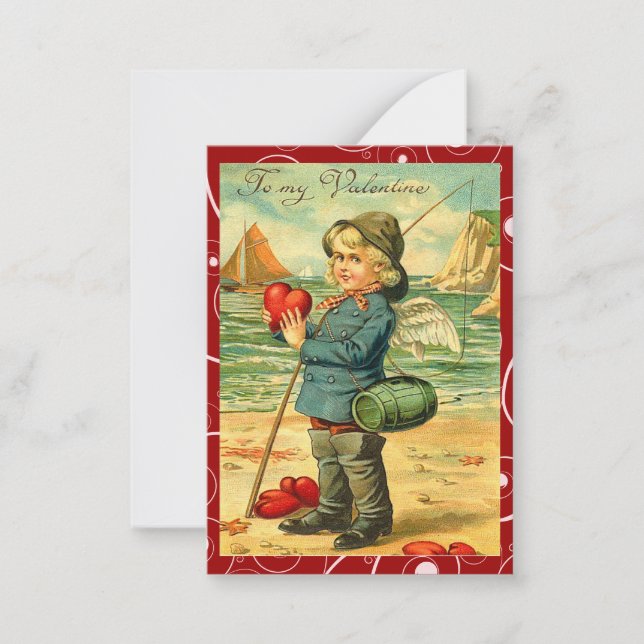 Fiske efter Kärlek Valentine Kärlek Notes Anteckningskort (Framsida)