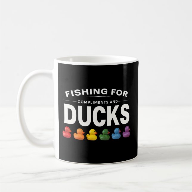 Fiske efter komplimentering och Ankor - Humorgummi Kaffemugg (Vänster)