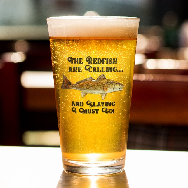 Fiske efter kungsfisk med fiskekvoter Fiskare Glaskopp (Redfish Addicted to Fishing Beer Glass)