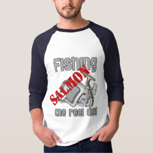 Fiske efter lax vid uppfiskning av tobak tee shirt