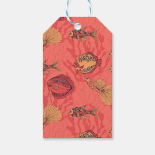 Fiske efter levande korallbakgrund presentetikett