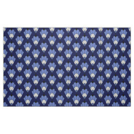 Fiske efter marin och blek Blue Art Deco Mönster Tyg