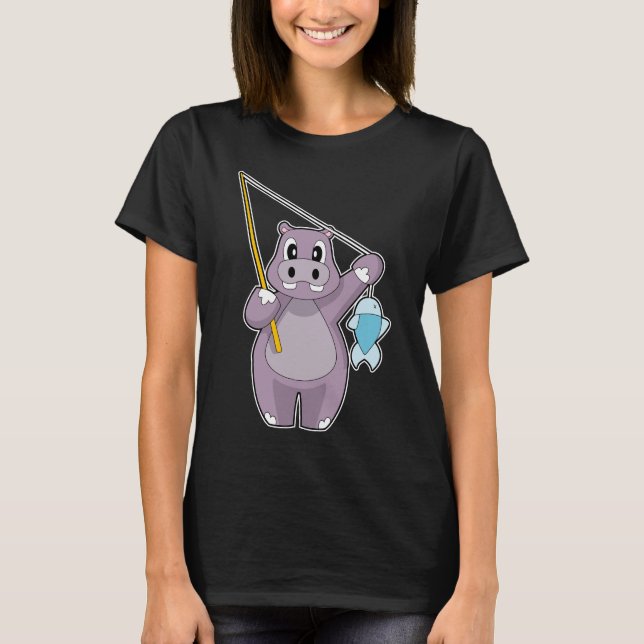 Fiske efter marulk med flodhästar t shirt (Framsida)