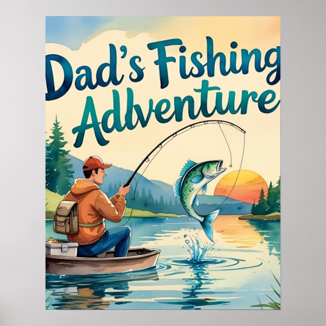 Fiske efter Pappa Äventyr Digital Poster Art (Framsidan)