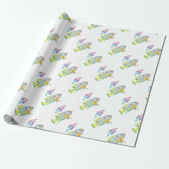 Fiske efter paraplyfisk presentpapper (Utrullad)