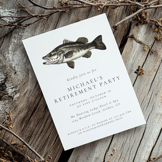 Fiske efter Pension Elegant Rustic Bass Fish Party Inbjudningar (Skapare uppladdad)