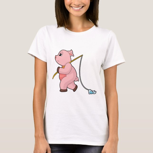 Fiske efter Pig Angler Fish T Shirt (Framsida)