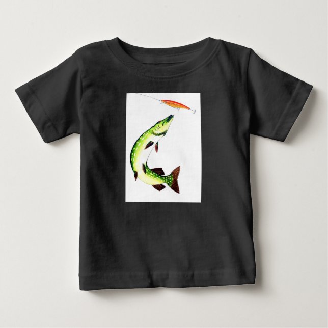 Fiske efter pike och flygfiske t-shirt (Framsida)
