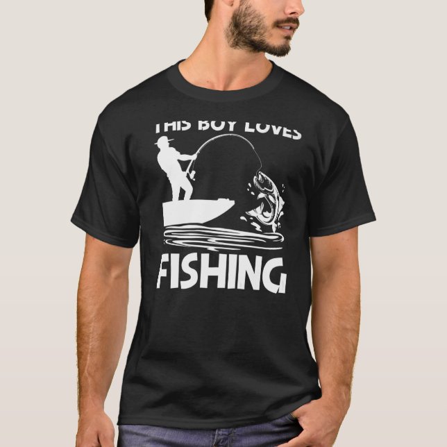 Fiske efter pojkar Kids Fiskare Bait Boat Resa T Shirt (Framsida)