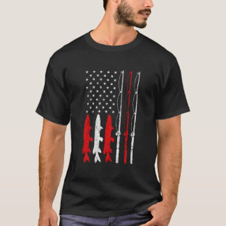 Fiske efter Rod American Flagga Vintage Fishing Gi T Shirt