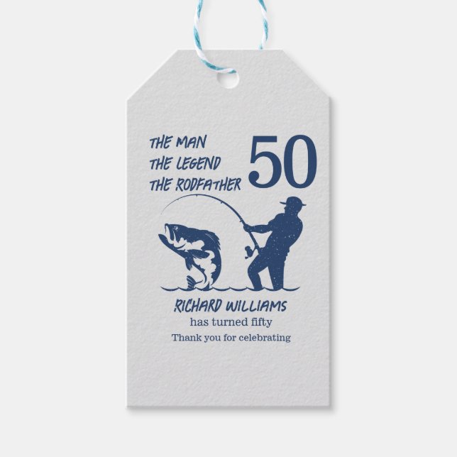 Fiske efter Rodfather Big Fish 50:e födelsedagen Presentetikett (Framsidan)