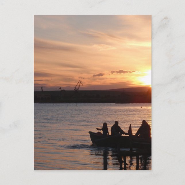 Fiske efter solnedgång vykort (Framsida)