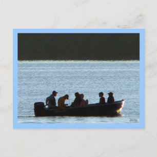 Fiske efter solnedgången vykort