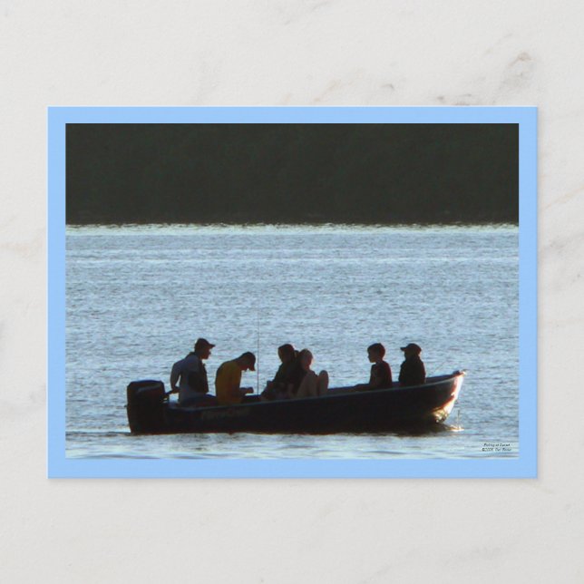 Fiske efter solnedgången vykort (Framsida)