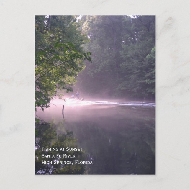 Fiske efter solnedgången vykort (Framsida)