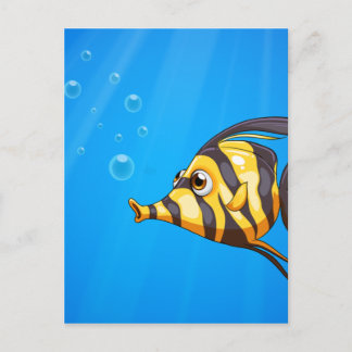 Fiske efter strimmig färgad under havet vykort