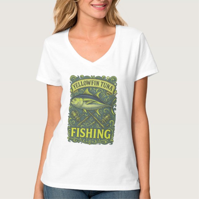 Fiske efter tonfisk t shirt (Framsida)