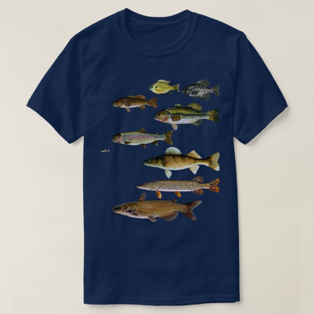 Fiske efter Walleye Crappie Sunfish Trout Bass T Shirt (Design framsida)