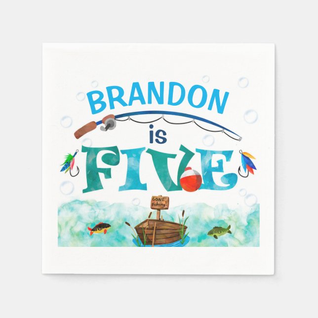 Fiske enligt temat O-fisk-ally 5th födelsedagsfest Pappersservett (Framsidan)
