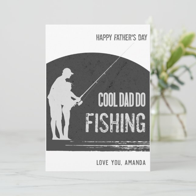 Fiske Fathers Day Cards Black Fisherman Tack Kort (Stående Fram)
