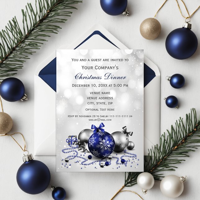Fiske Festive Corporate jul party Inbjudan (navy Festive Corporate Christmas party Invite)