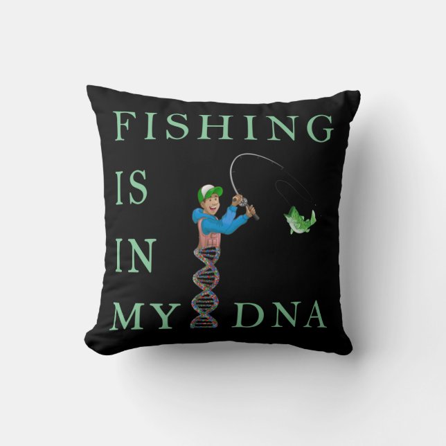 Fiske finns i mitt DNA Kudde (Framsida)