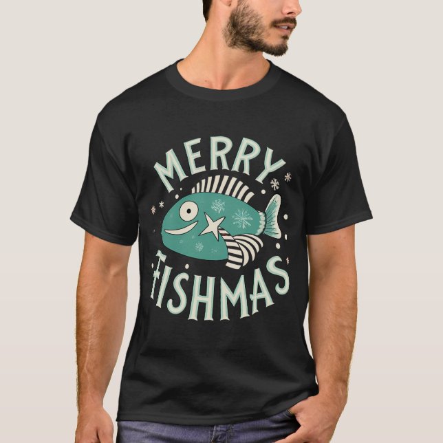 Fiske Fiskare Bit Mig Roligt Present Fisk Design I T Shirt (Framsida)