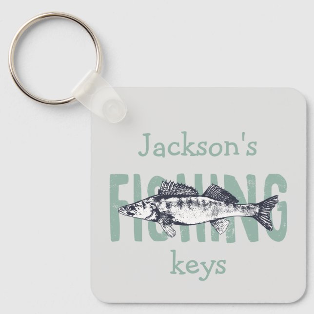 Fiske Fiskare, fisketext Art Keychain Nyckelring (Framsida)