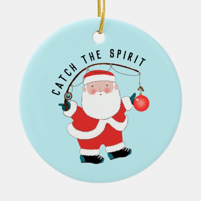 Fiske Fiskare - jultomte Julgransprydnad Keramik (Framsidan)