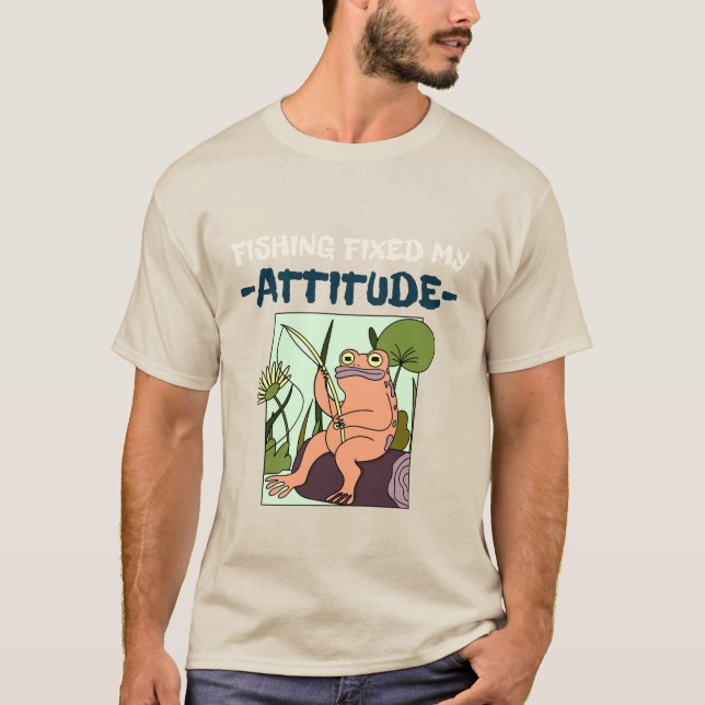 Fiske Fixade Min Attityd. grinig fiske  T Shirt (Framsida)