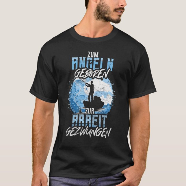 Fiske, född att arbeta, tvångsmässig t shirt (Framsida)