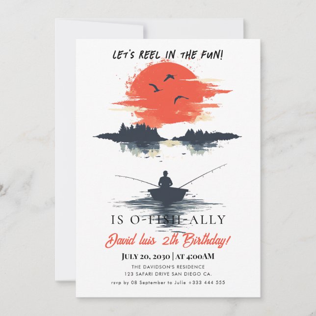 fiske Födelsedag Inbjudningar (Framsida)