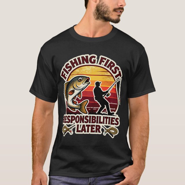 Fiske först, ansvar senare t shirt (Framsida)