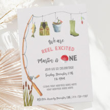 Fiske Första Födelsedagsinbjudan Reel Excited