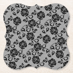 Fiske från Faux Black Snöre Pappert Underlägg med  Papper