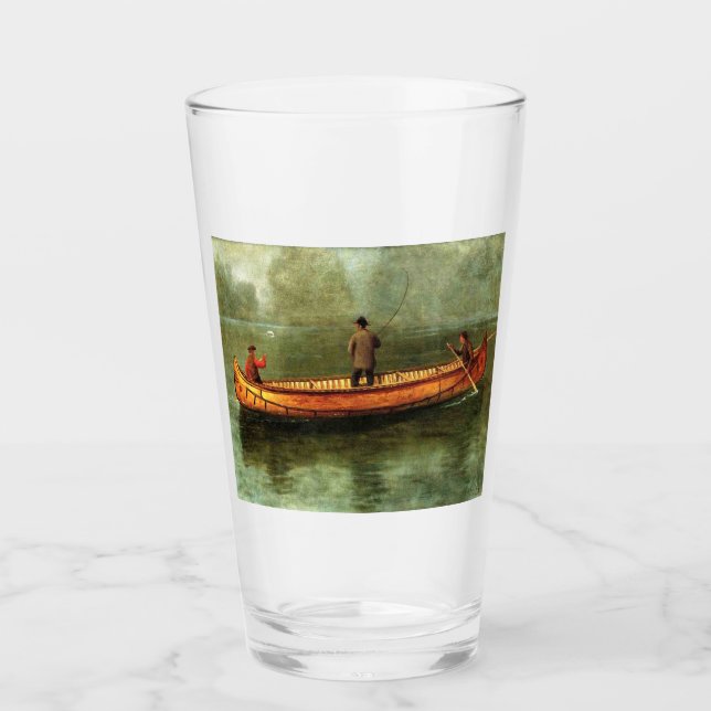 Fiske från kanot (fiskare i träbåt) glaskopp (Framsida)
