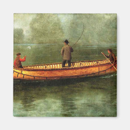 Fiske från kanot (fiskare i träbåt) magnet