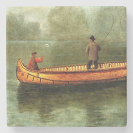 Fiske från kanot (fiskare i träbåt) stenunderlägg