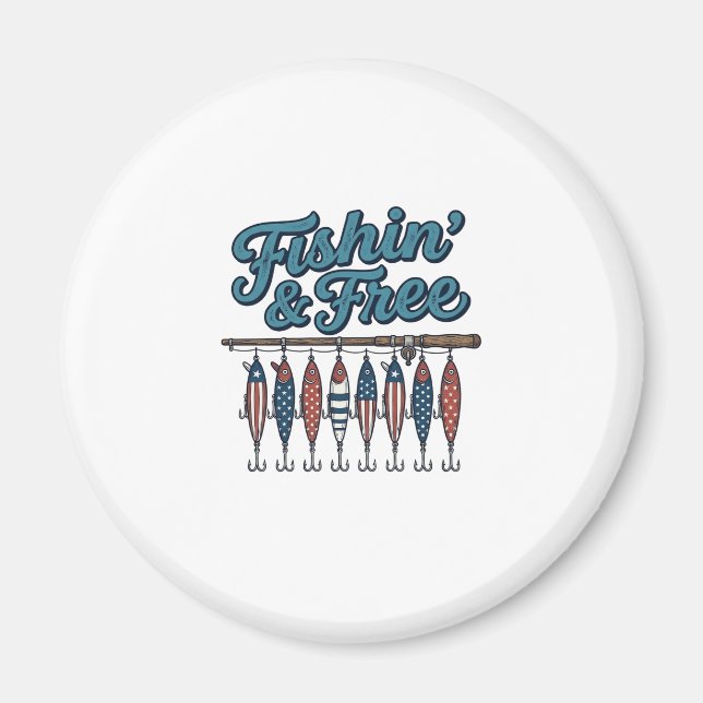 Fiske & Fri Patriotisk Fiskelock Vintage Magnet (Framsidan)