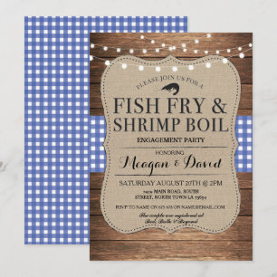 Fiske Fry Förlovning Blue Shower Shrimp Boil Inbjudningar